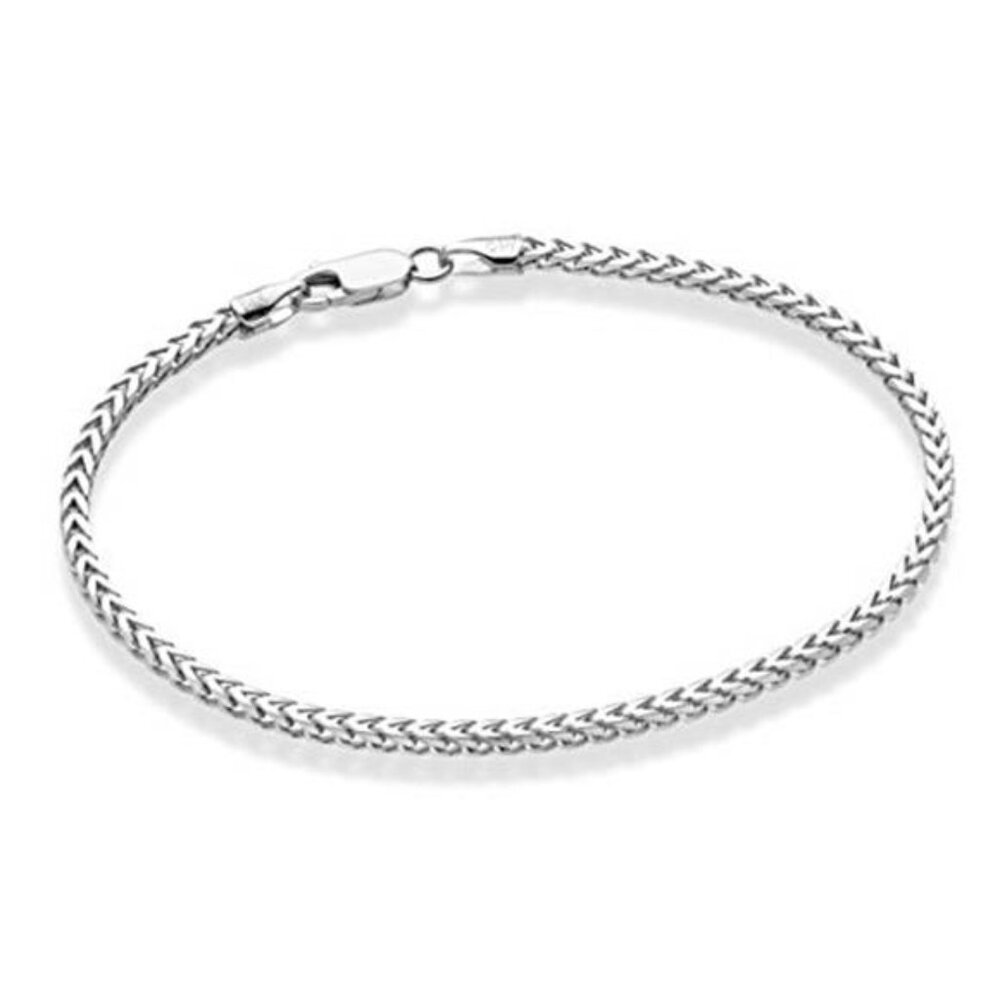 925 Sterling Silver Franco Chain Bracelet 2.5mm Italian Square Link Unisex Jewel